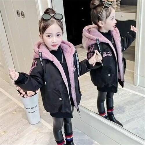 Girls Babys Coat Jacket Outwear 2021 Beauty Thicken Winter Plus Velvet Warm Cotton Fleece High Quality Childrens Clothing