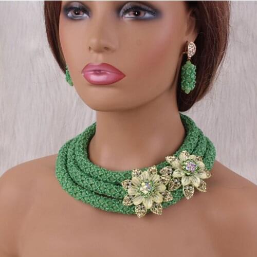 DODU Apple Green / Blue / Purple / Orange / Black Jewelry Sets For Women Wedding 3 Layers With Two Pins