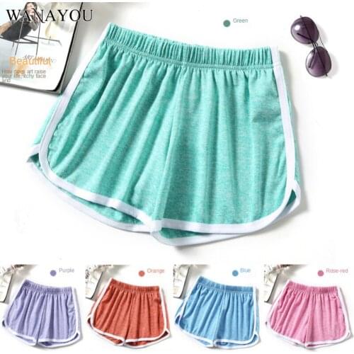WANAYOU Breathable Yoga Shorts Women Solid Color Running Fitness Sports Shorts Summer Casual Loose Beach Shorts Candy Hot Pants