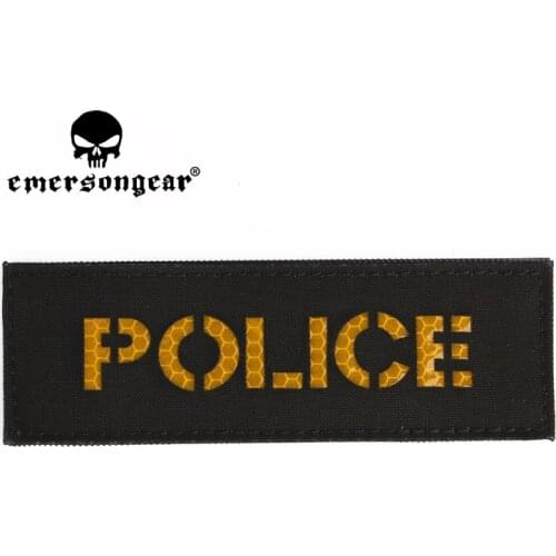 Emersongear Tactical Military POLICE Patch Reflective Badge Emblem Sticker For Tactical Vest Black Nylon