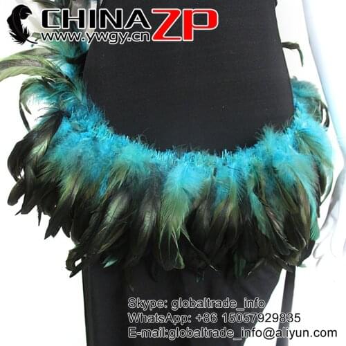 CHINAZP Factory 800pcs/bundle 6-8 Inch Naturally Dyed Turquoise Half Bronze Rooster Schlappen Feathers