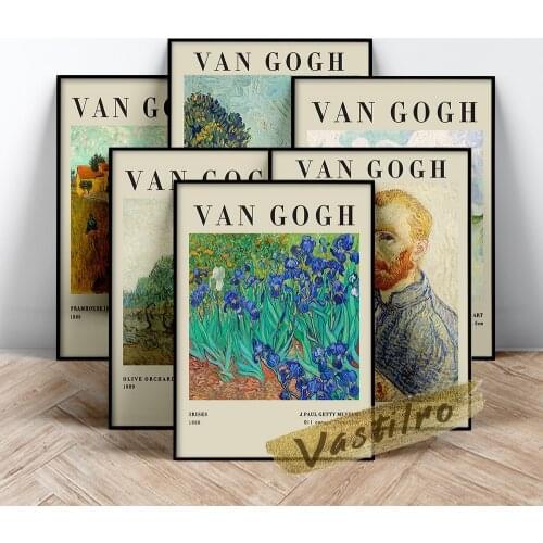 Van Gogh Irises Art Prints, Vincent Van Gogh Self Portrait Painting, Gogh Vintage Prints Art, Green Wheat Fields Auvers Poster