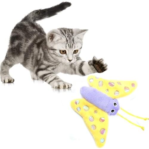 Teeth Grinding Catnip Toys Funny Interactive Plush Cat Toy Pet Kitten Chewing Vocal Toy Claws Butterfly Bite Cat mint For Cats