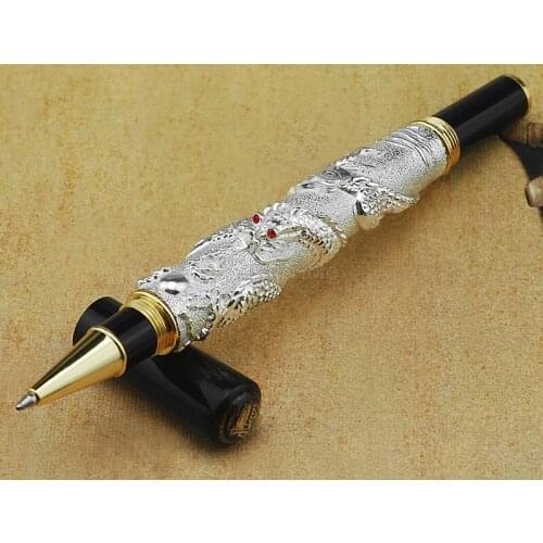 Jinhao Business Metal Rollerball Pen Oriental Dragon Series Heavy Pen Silver Supplies Office & School Gift Pens