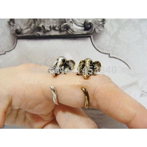 Wholesale Unique Retro Elephant Adjustable Ring High Quality Design Mens Elephant Promise Rings Women Gift Overwatch Aros