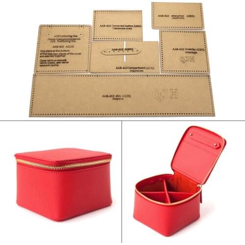 Leather Craft Personality Fashion Cosmetic Bag Jewelry Storage Bag Coin Purse Sewing Pattern DIY Kraft Paper Template 10*10cm