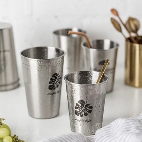 Anti-Fall Stainless Steel Water Cup 330ml-520ml Nordic Industrial Wind Juice Coffee Cup for Home Travel Office Cold Water Mug