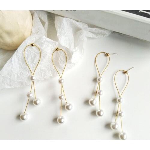 Fashion Jewerly Pearl Drop Dangle Earrings Golden Sweet Jewelry Vintage Statement Earrings For Girls Women Jewelry Gifts