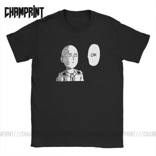 Mens One Punch Man T Shirt Saitama OPM Oppai Anime Manga Cotton Clothes Vintage Short Sleeve Crew Neck Tees Plus Size T-Shirt