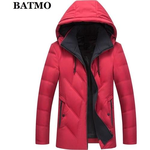 BATMO 80% white duck down hooded jackets men,mens winter hooded jackets,hooded coat men,1802