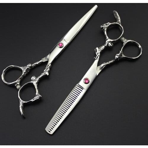6 Professional Hair Salon Structure Scissors Set Cutting Barber Haircut Thinning Shear Scissors Hairdressing Hair Tools Scissors