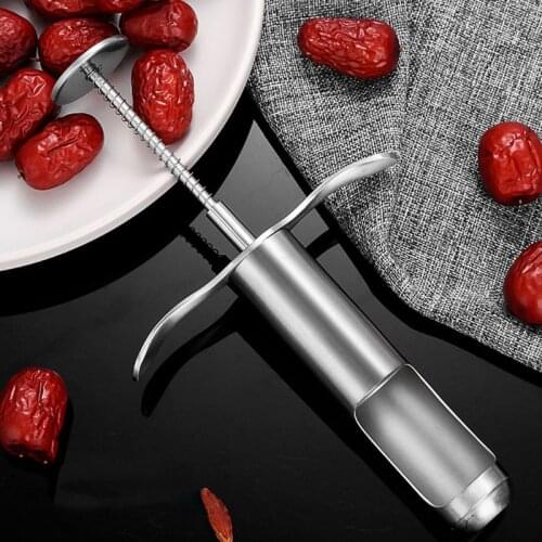 Stainless Steel Red Dates Jujube Pitter Cherry Olive Corer Home Kitchen Fruit Core Remover Seed Push Out Tool Accessories