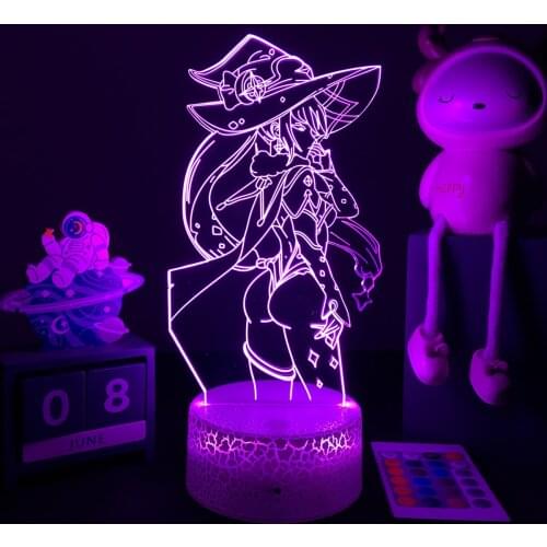 Game Nightlight Genshin Impact Mona Figure Color Changing Usb Battery Powere Bedside Lamp for Bedroom Decor Gamer Birthday Gifts