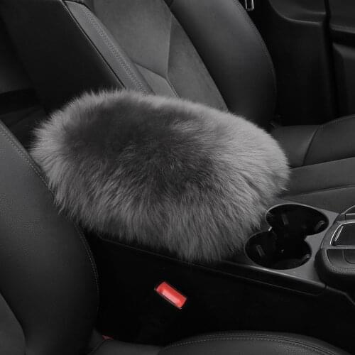 New Sheepskin Armrest Box Mat Winter Thickening Car Armrest Box Mat Anti-skid Mat Plush Armrest Box Mat To Keep Warm And Prevent