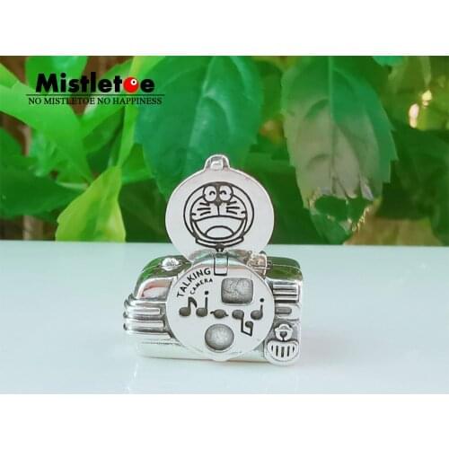Mistletoe 925 Sterling Silver Cartoon Cat Camera Charm Bead Jewelry
