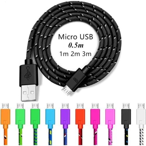 Olnylo 0.5/1m/2m/3m Braided Micro USB Cable Data Sync USB Charger Cable For Samsung S7 HTC LG Huawei Xiaomi Android Phone Cables