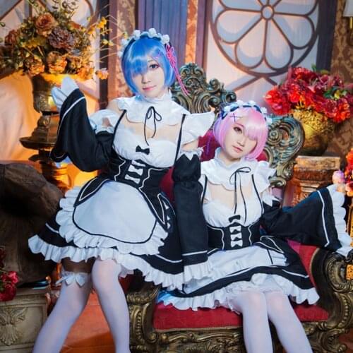 Re:Zero kara Hajimeru Isekai Seikatsu Re:Zero -Starting Life in Another World- Ram Rem Cosplay Costume Maid Servant Dress