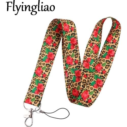 Leopard Rose Flowers Classical Style Lanyard For keys The 90s Phone Working Badge Holder Neck Straps With Phone Hang Ropes