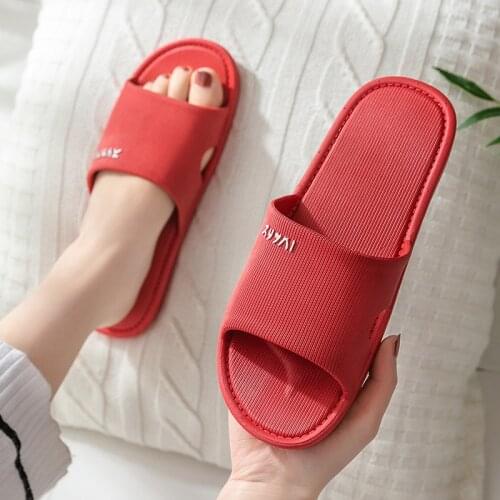 Slippers summer new bathroom slippers female antiskid soft soled domestic couples wear resistant solid color slippers man