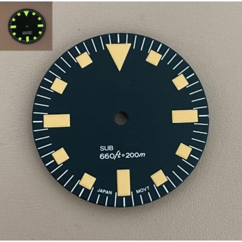 SKX007 Style 28.5mm Green Luminous Watch Dial for NH35/36 Movement with S Logo