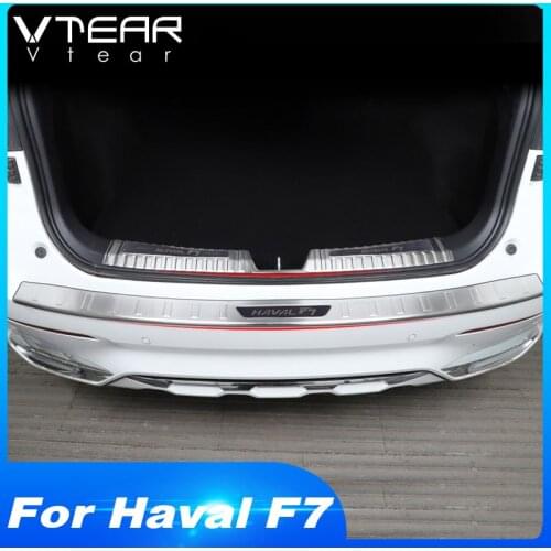 Vtear for Haval F7 F7X rear bumper protector trim cover car trunk chromium styling anti scratch plate exterior part 2018-2019