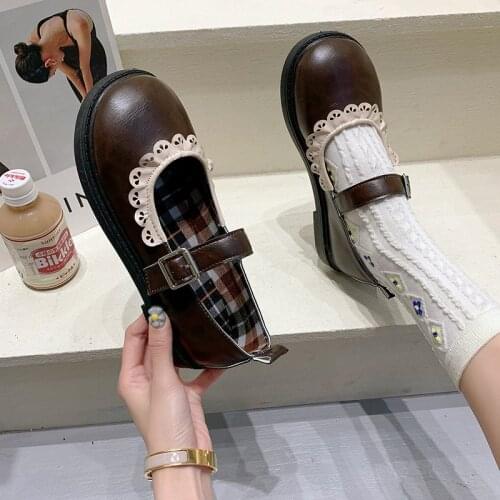 Japanese Princess Kawaii Cute Lolita Shoes Student Jk Uniform Shoe Retro Sweet Girls Vintage Anime Cosplay Pu Black Brown Gothic