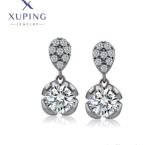 Xuping Jewelry Fashionable Stone New Arrival Trendy Simple Drop Earrings for Women Girl Gift