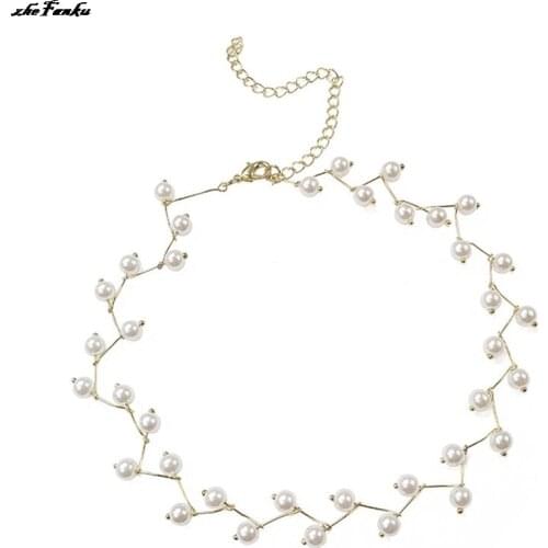 Pearl Clavicle Chain Female Neck Belt Contracted Short Necklace Female Neck Korean Version Ornaments Dating Style