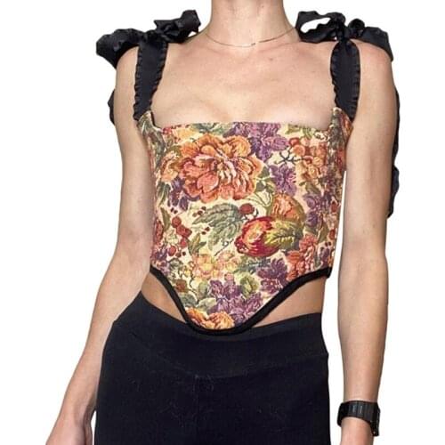 Women Bustier Crop Top Sexy Corset Bra Tops Bowknot Square Collar Sexy Backless Bustier Backless Bustier Corset