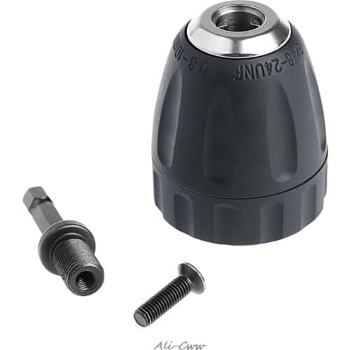 0.8-10mm Keyless Drill Chuck Converter 3/8" 24UNF + 1/4" Hex Shank SDS Adaptor