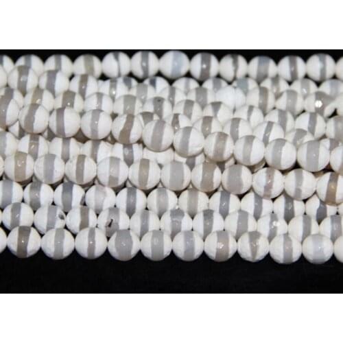 10mm White Mystical Necklace Spherical Beads 15.5" Tibetan Ball Dzi Beads Loose Gems Stone Beads Tibetan Gate Beads