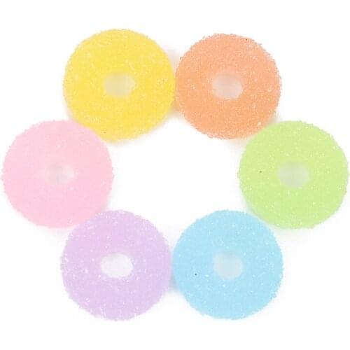 10Pcs Resin Kawaii Accessories doughnut Cakes Flatback Cabochon Embellishment For Scrapbooking Diy Decoration Craft Mixed