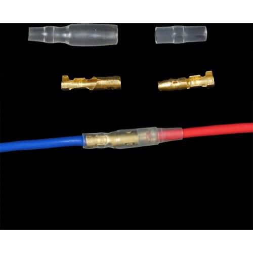 100Pcs/Lot 4.0mm Female and Male Bullet Terminals Connector Gold Brass Wire Connector And Insulating Sleeves for Car
