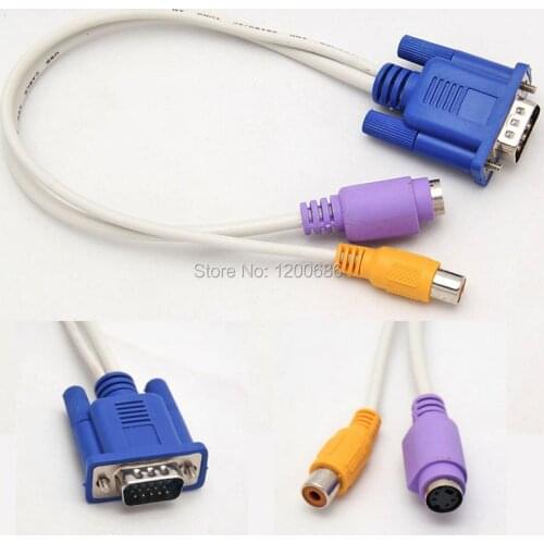 15 Pin Sub-D VGA SVGA to RCA S-Video Adapter Converter Cable