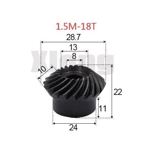2pcs 1.5M-18Teeths Inner Hole: 8mm Precision Spiral Bevel Gear Spiral Bevel Gear