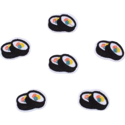 20pcs/lot Embroidered Mini Sushi Patches Iron On Cartoon Foods Small Stickers Clothing Garments Patch DIY Sew On Appliques Badge