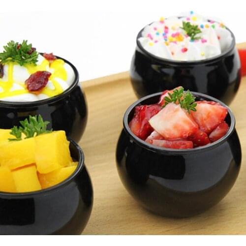 25pcs HIgh quality cute small plastic jar black/transparent packaging pudding jelly yogurt bottle ice cream cake fruit oil cups