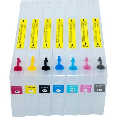 7 Color 300ml T544 T5441-T5447 Refillable Ink Cartridge For Epson Stylus Pro 7600 9600 Printer