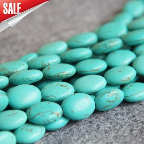 Accessory Necklace Bracelet 13x18mm Blue Turkey Howlite Chalcedony Beads DIY Loose Semi Finished Stone Oval Gift Jewelry 15inch