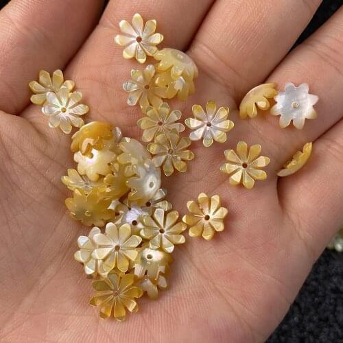 Shell Beads Carved-flowered Accessories Yellow Loose Shell For Jewelry Making Bracelet Earring Handiwork Sewing Accessory