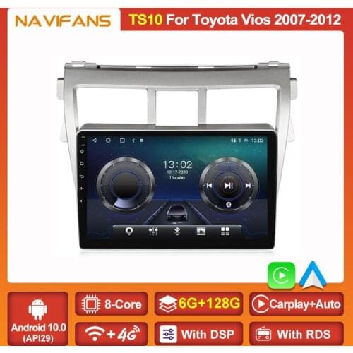 Car Multimedia Radio Stereo For Toyota VIOS Yaris 2007 2008 2009 2010-2012 Android11 GPS Navigation Auto Carplay Video Player FM