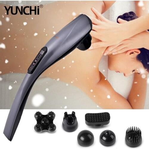 Cordless Handheld Deep Tissue Therapeutic Massager Rechargeable Massage Stick 6 Massage Heads Relaxes & Relieves Muscles
