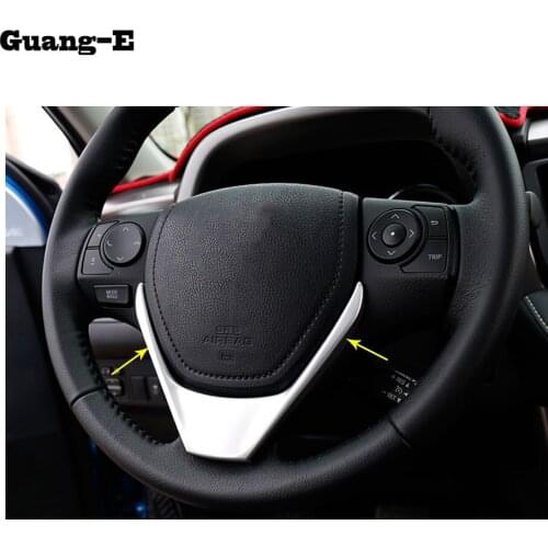 Car cover ABS Chrome Steering wheel Interior Kit switch Trim lamp frame hoods part moulding 1pcs For Toyota RAV4 2016 2017 2018