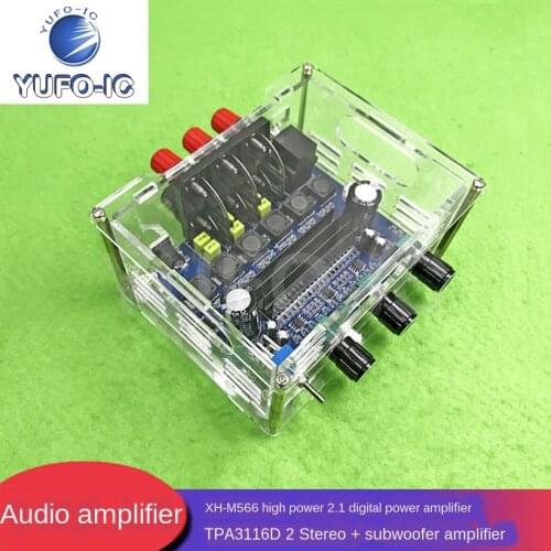Free Ship 1pcs XH-M566 Power 2.1 Digital Power Amplifier TPA3116D2 Stereo + Bass Audio Amplifier