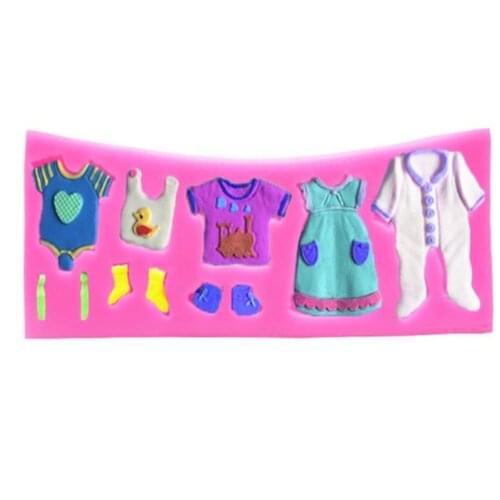 Baby Shoes Fondant Cake Mold Baby Clothes Silicone Mold Chocolate Candy Clay Mold Cake Decoration Tool