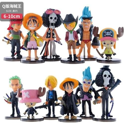 6pcs One Piece Black Luffy sanji chopper franky Action Figure
