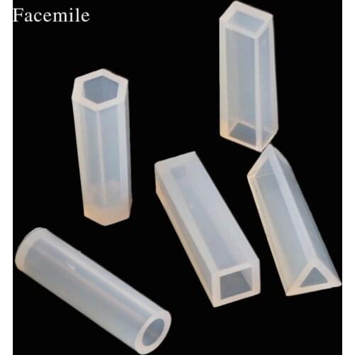 Facemile 5PCS DIY Pendant Liquid Silicone Mold Resin Jewelry Pendant Mould Handmade Decoration Tools Cylinder Trapezoid Crystal
