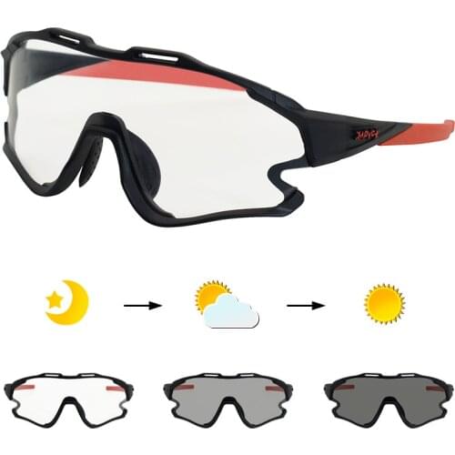 1 Lens Photochromic Motorcycle Sunglasses Color Changing Windproof Mountaineering Running Fishing Mountain Bike Cycling Goggles