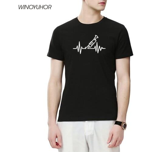 Love Trumpet Funny Printed T-shirts Men Summer Short Sleeve Cotton T Shirts Hip Hop Heartbeat Tops Tees Camisetas Masculina
