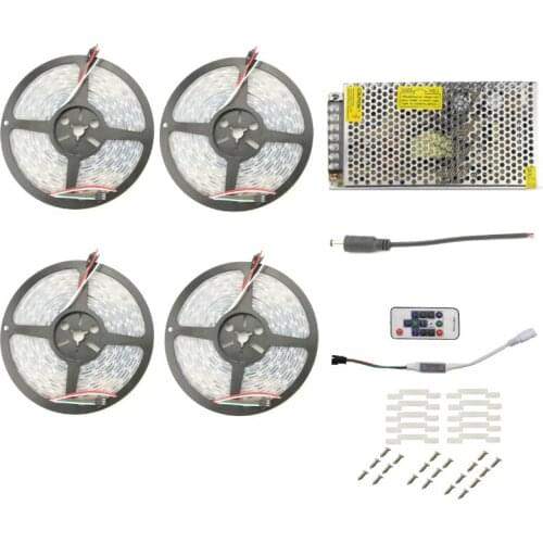 5050 WS2811 IC LED RGB Strip 25m 20m 15m 10m 5m Flexible Stripe Ribbon + 14Key LED Controller + AC 110V 220V to DC 12V Adapter